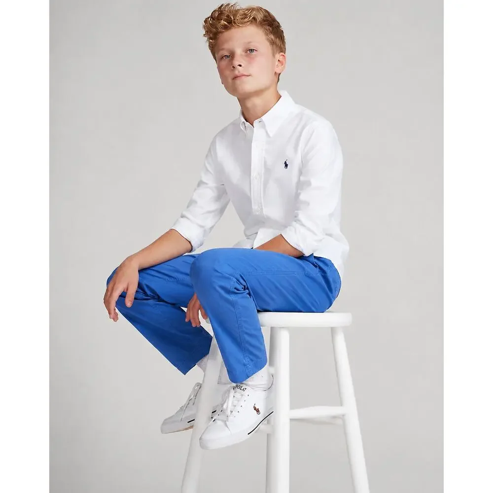 Polo Ralph Lauren Boys Sz 12 Chino Twill Pants Links Blue NWT New Cotton Stretch